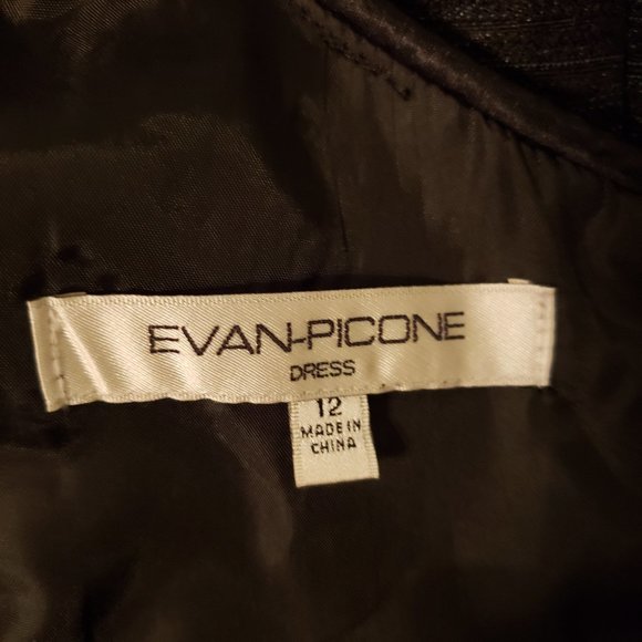 Evan Picone Midnight Blue Sequin Trim Sheath Dress - Picture 12 of 13